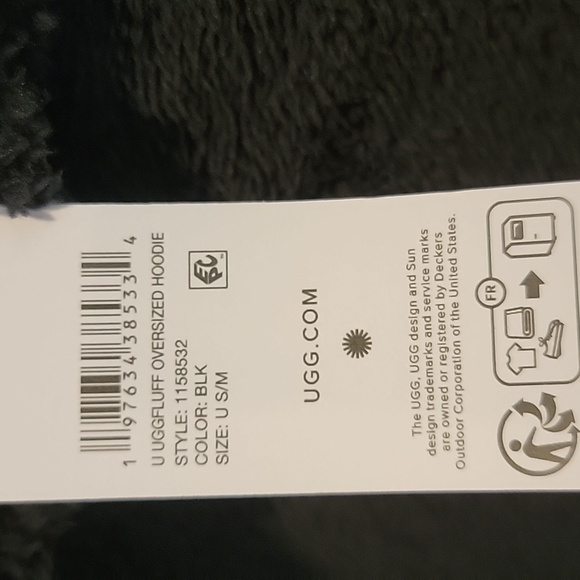 Ugg Fluff Oversized Long Fleece Hoodie, Small/Medium Black, NWT!! - Picture 9 of 10